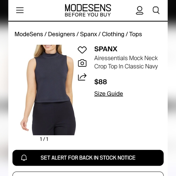 SPANX Airessentials Mock Neck Top In Classic Navy. Size Medium - Picture 3 of 11